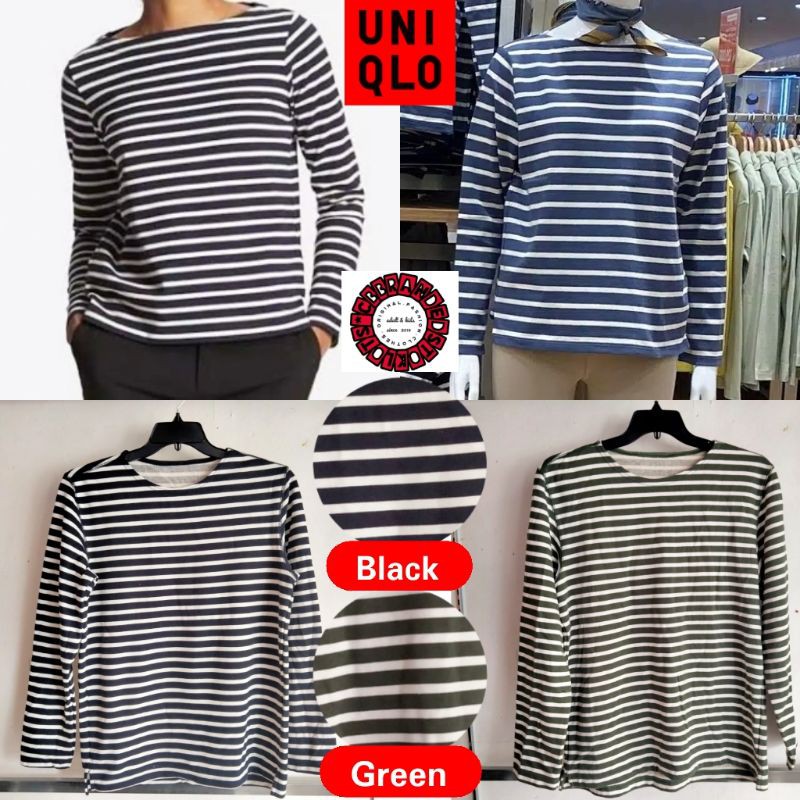Sweater wanita Uniqlo Crewneck Stripe