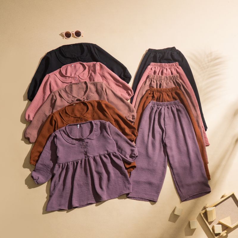 1-5 Tahun One Set MALIKA Crinckle PREMIUM Setelan Anak Perempuan