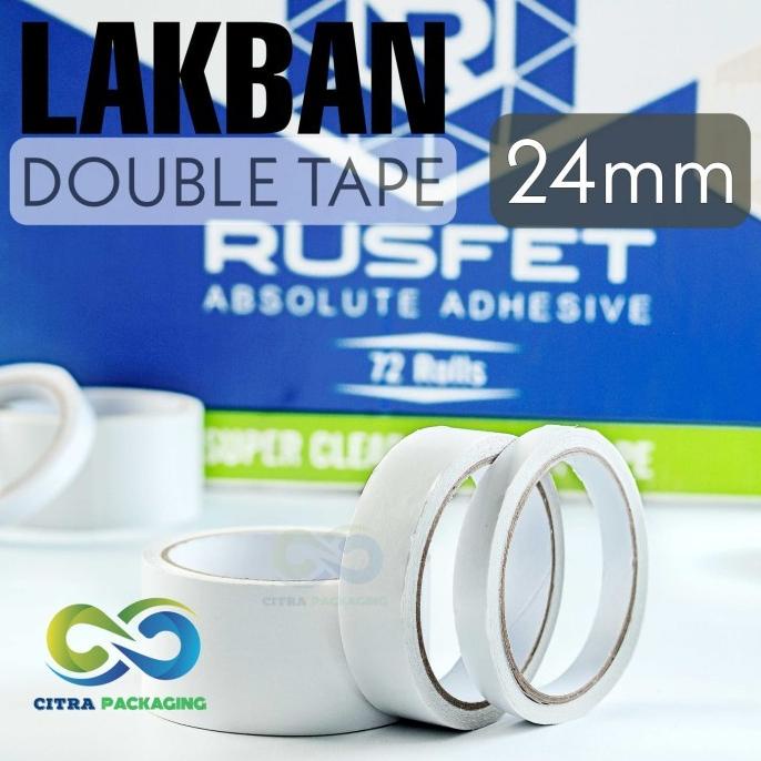 

DOUBLE TAPE RUSFET WARNA PUTIH - SUPER LENGKET 1 INCH / 24 MM bisa cod