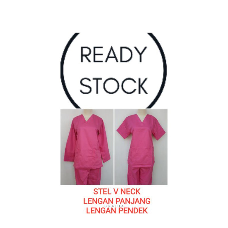 READY STOCK - GRACIA SCRUBSUITS STEL LENGAN 3/4 dan 7/8 baju jaga oka scrubs