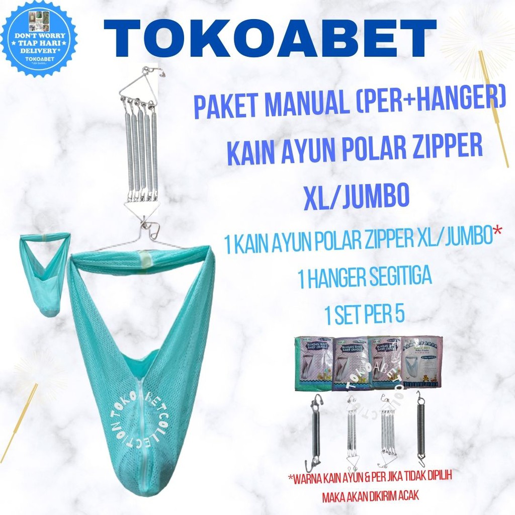 PAKET MANUAL Ayunan Bayi POLAR XL JUMBO Per Pegas VARIASI Hanger perlengkapan tidur bayi TOKOABET