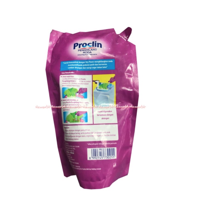 Proclin 400ml Penghilang Noda Untuk Baju Putih &amp; Bewarna Pro Clin Sabun Pemutih Untuk Baju Pakaian Kemasan Refill Pouch Pro Clean Proclean Pro Clear