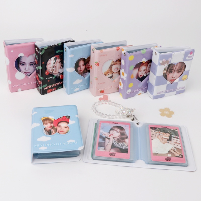 Album Foto Mini 3inch Photocard Heart Collect Book LOMO Card Holder Dengan 40kantong