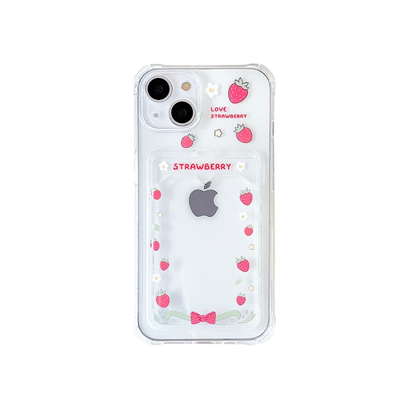 Soft Case Transparan Desain Kelinci Strawberry Untuk iPhone 12 13 Pro MAX 11 X XR XS MAX 7 8 Plus