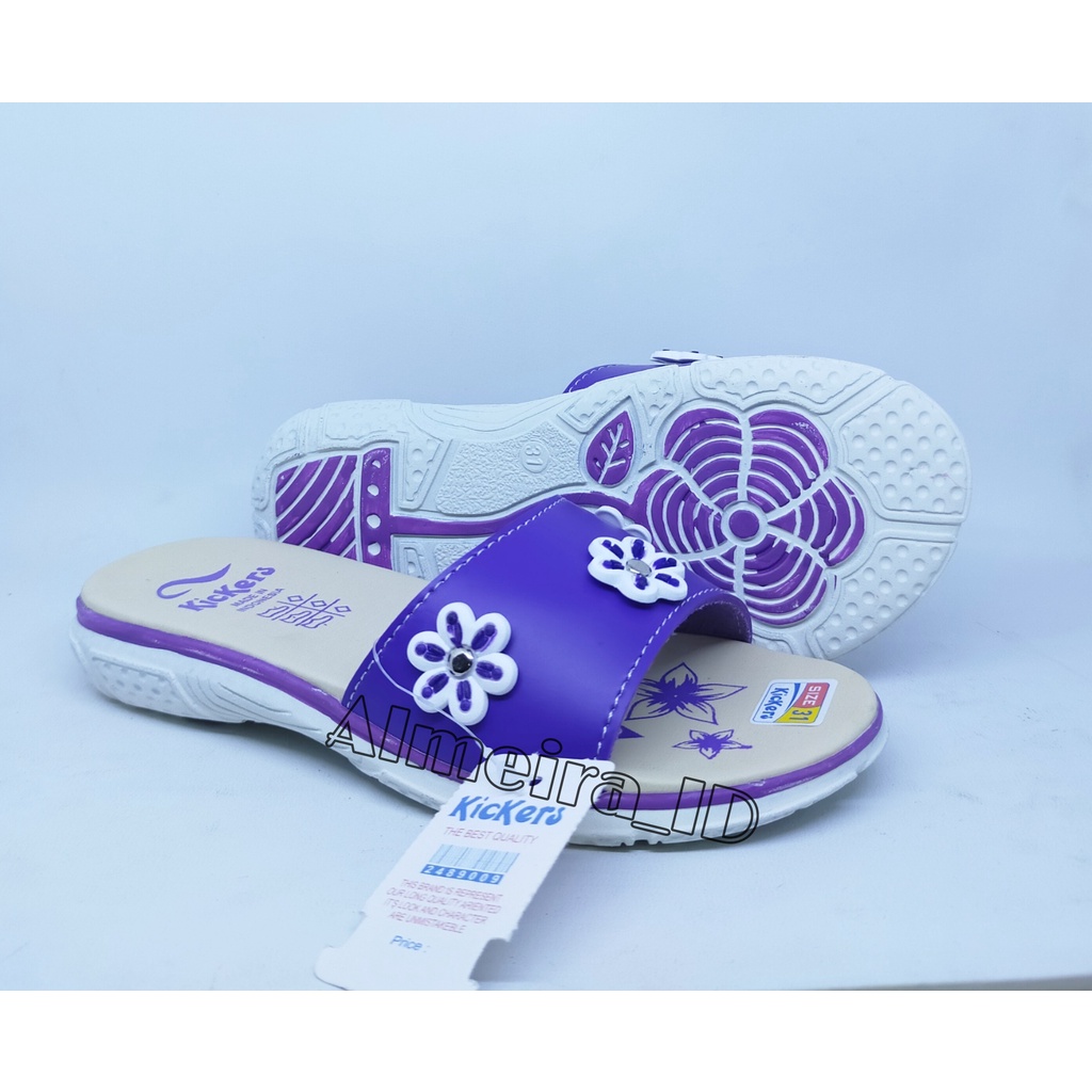 Sandal Anak Perempuan Kickers Selop Motif Bunga | Sandal Anak Casual | Sandal Slide Anak