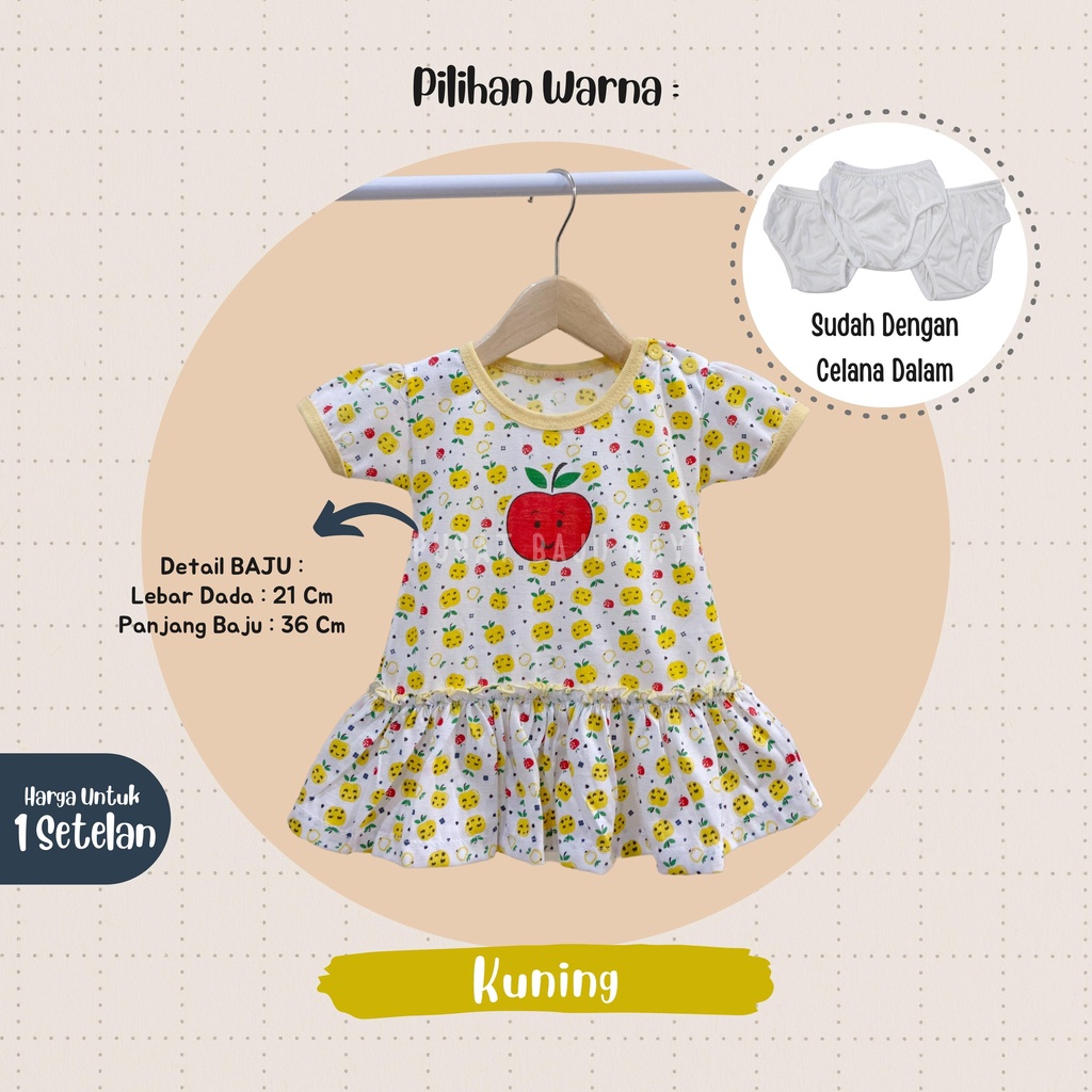 Dress Bayi Perempuan 0 - 3 Bulan merk Bona motif FRUITS