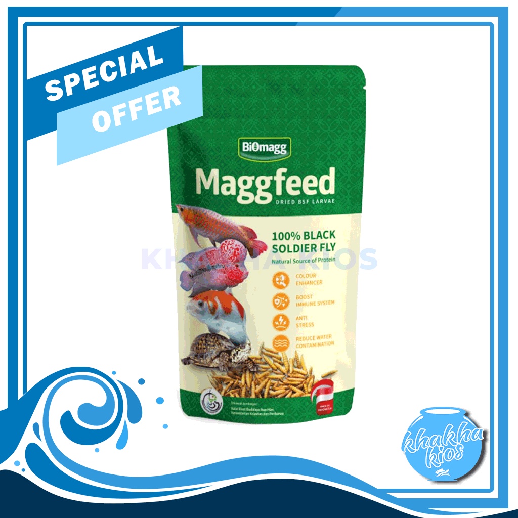 Maggfeed Makanan Suplemen Ikan Hias Ternak Maggot Kering Larva BSF