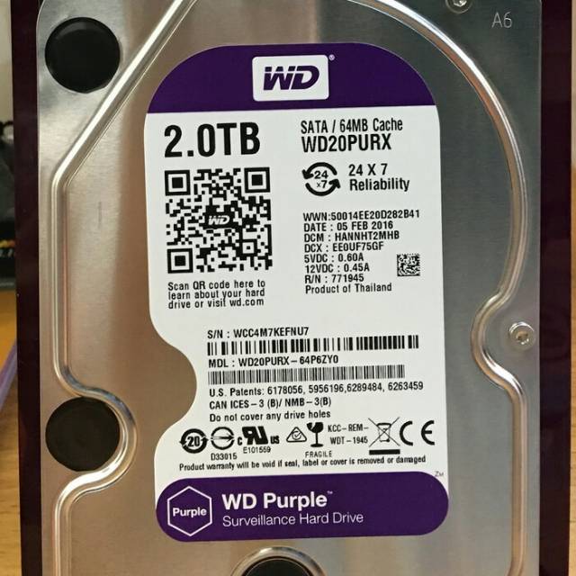 Hdd wd 2tb wd purple harddisk 2000gb internal bergaransi