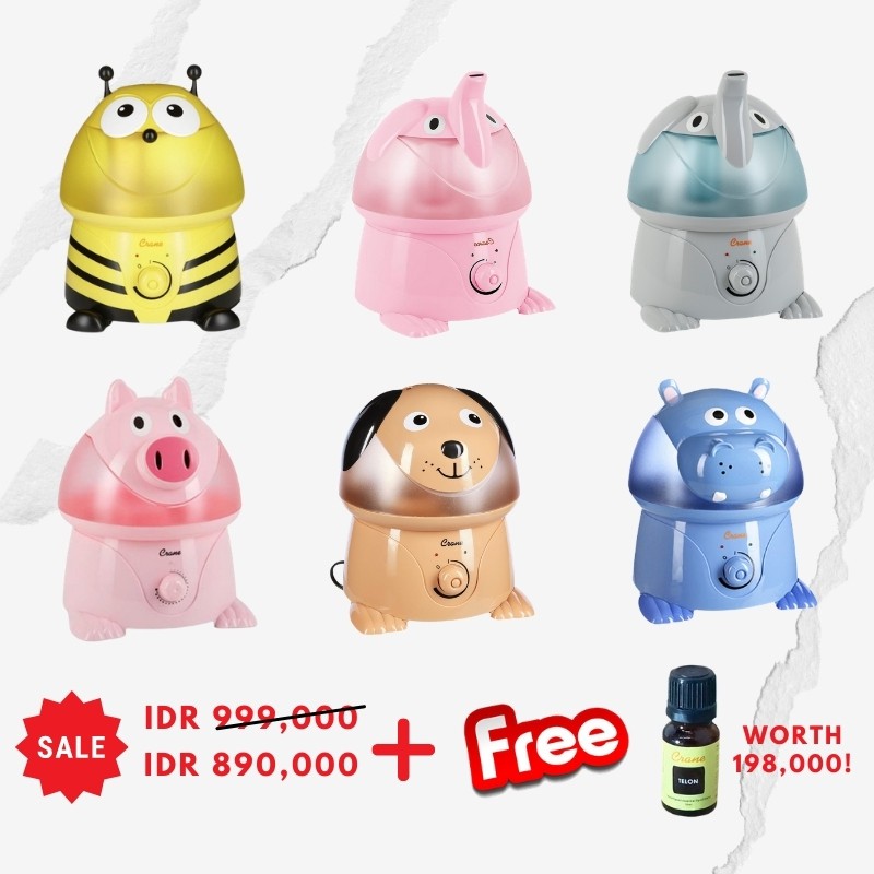 FREE TELON Crane Ultrasonic Cool Mist Adorable Humidifier Pelembab Udara Lucu ADORABLES Animal