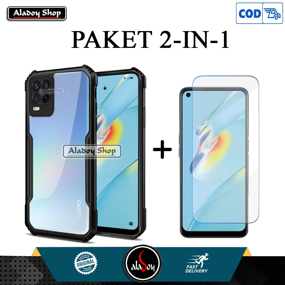 Case Oppo A54 2021 Casing Transparent + Tempered Glass Layar Clear