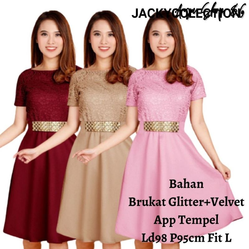 DRESS AYAMI KOREA TERBARU M-L-XL/DRES BROKAT PARTY/PROMO DRESS KOREA CANTIK GOOD QUALITY