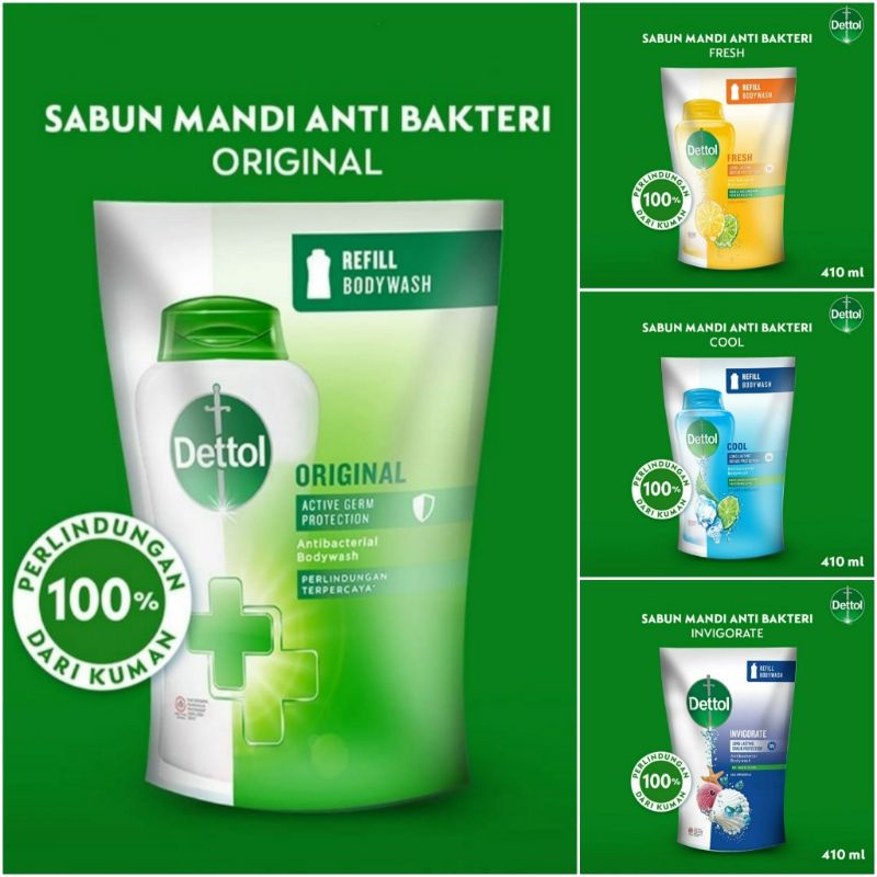 DETTOL Sabun Mandi Cair Anti Bakteri Original Pouch 410gr