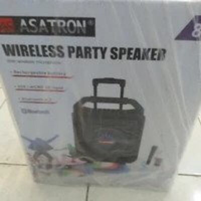 Speaker Wireless Party Meeting Bluetooth 8&quot;+mic+remote BLUES ASATRON