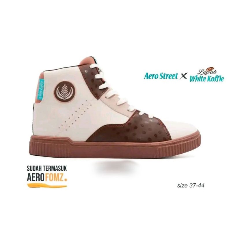 TERMURAH obral Sepatu basket sneakers Aerostreet x Luwak white koffie 42