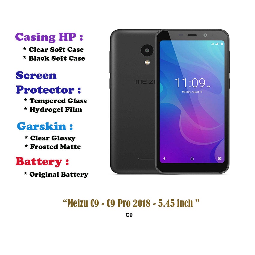Meizu C9 - C9 Pro 2018 - 5.45 inch - Case - Screen Protector - Battery - Dll