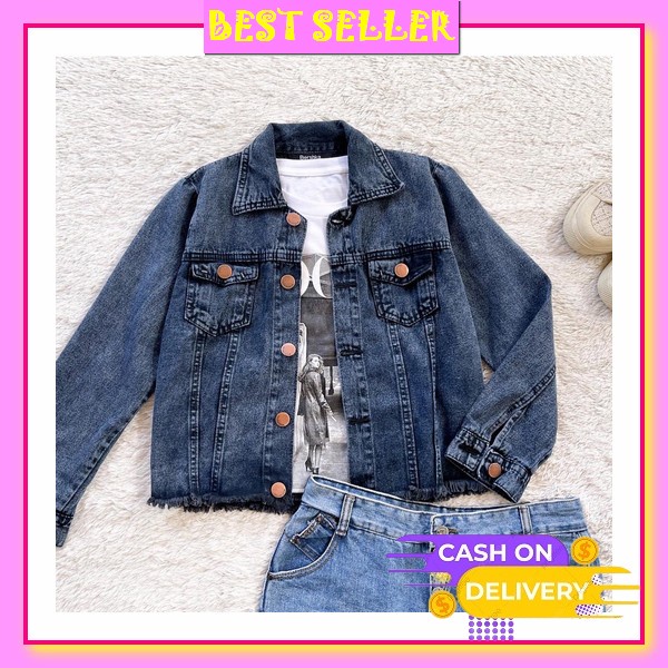 Outerwear Rompi Denim Longgar Wanita Lengan Panjang Musim Dingin Trendi Kasual Hangat Terbaru 2022 L