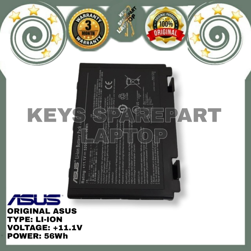 Original Baterai Battery batre Laptop Asus K40 K40E K40IJ A32-F52 A32-F82 K40ie K40N K40i K40ib K40IL K40in K40IP K40s K40IJ K40IN K401N F52 F82 K401 K50 P50 P81 X50 X70