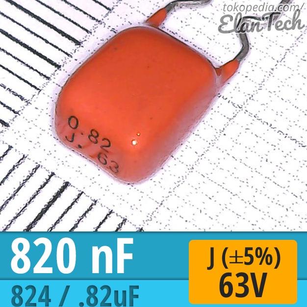 820nF / 824 63V Milar Film Capacitor 820n 820 nF Kapasitor elant33 Ayo Beli
