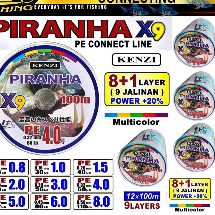 Restock kak PE KENZI PIRANHA X9 PANJANG 100M CONNECTING 0.8 1.0 2.0 3.0 4.0 5.0 6.0 8.0 PANJANG 100M