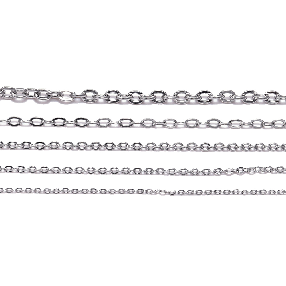 Rantai Kalung Bahan Stainless Steel Ukuran 5m / Lot 1.2 1.5 2.0 2.4 3.0mm Untuk Membuat Perhiasan