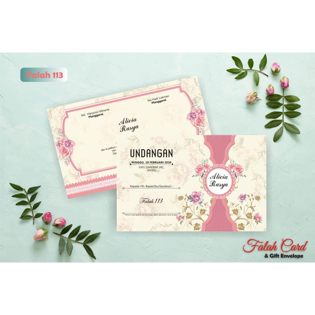 

Undangan Nikah / Khitan sudah cetak seri Falah 113 (bonus label, plastik)