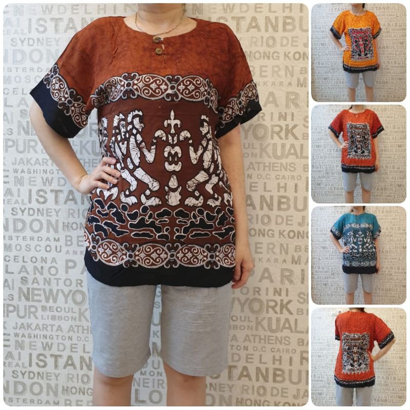 baju Bali rayon XL wayang duduk batik dewasa