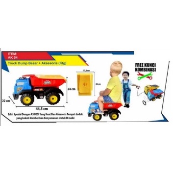 AK54 - Mainan  Truk Dump Besar bisa Dinaiki Kokoh Kuat Warna Cerah + Accesories AK-54 ( AK 54 )