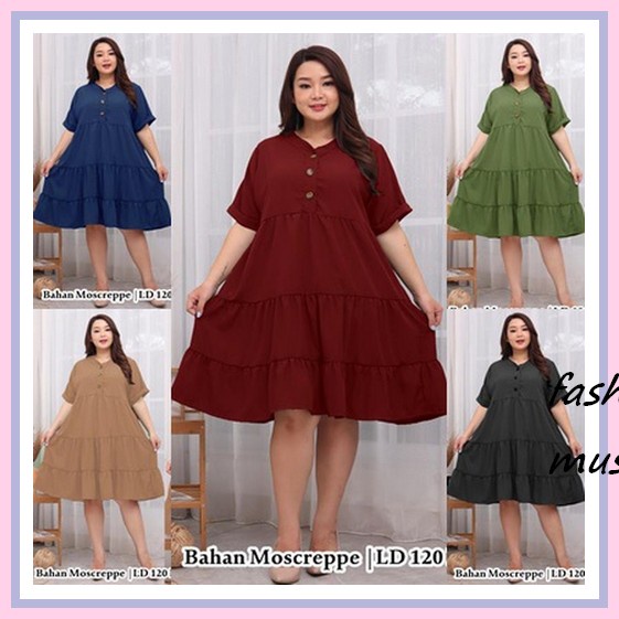 Vista Long Tunik White Putih Lilac Hitam Polos Katun Linen Halus Ld 110 Jumbo Fit Xxl Busui Kancing 