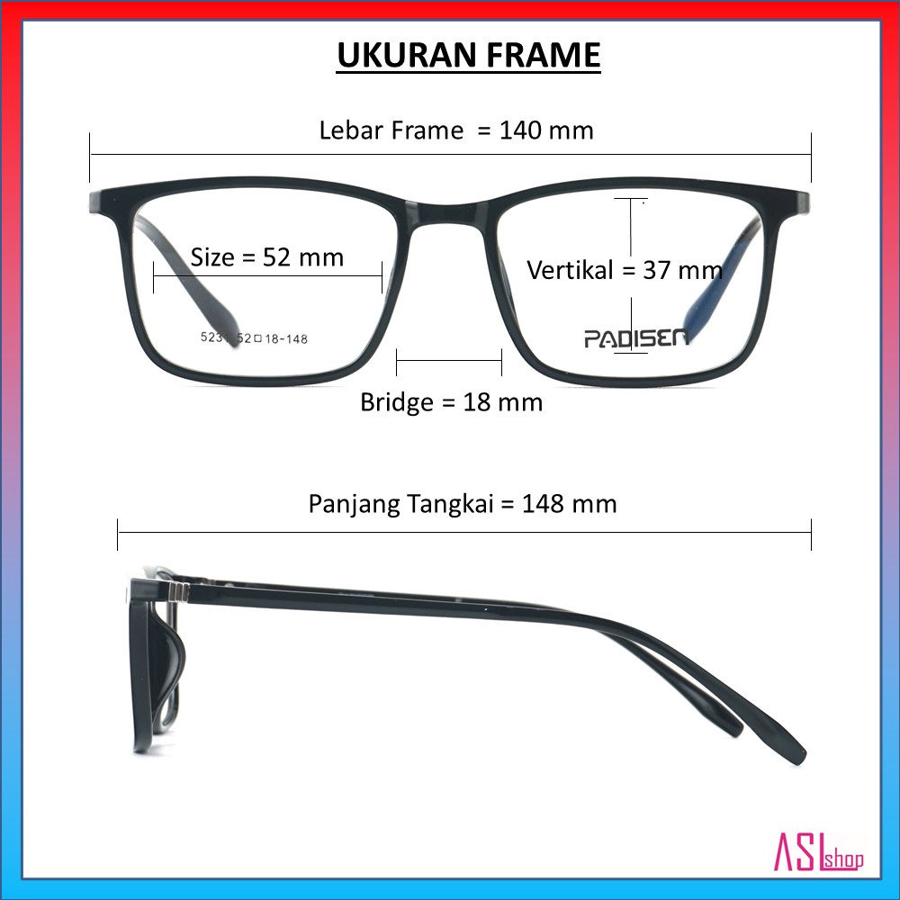 FRAME DAN KACAMATA MINUS (PADISEN TR 5231) RINGAN DAN LENTUR