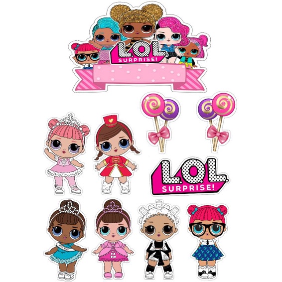 Topper cake Custom Ucapan tema LOL / baner kue ultah