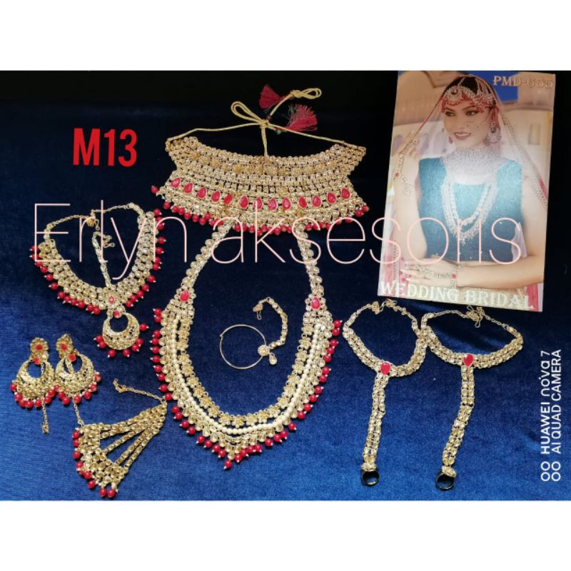 BRIDAL SET PENGANTIN INDIA MERAH BIG PREMIUM ORI/JODHA FASHION INDIA/KALUNG SET INDIA