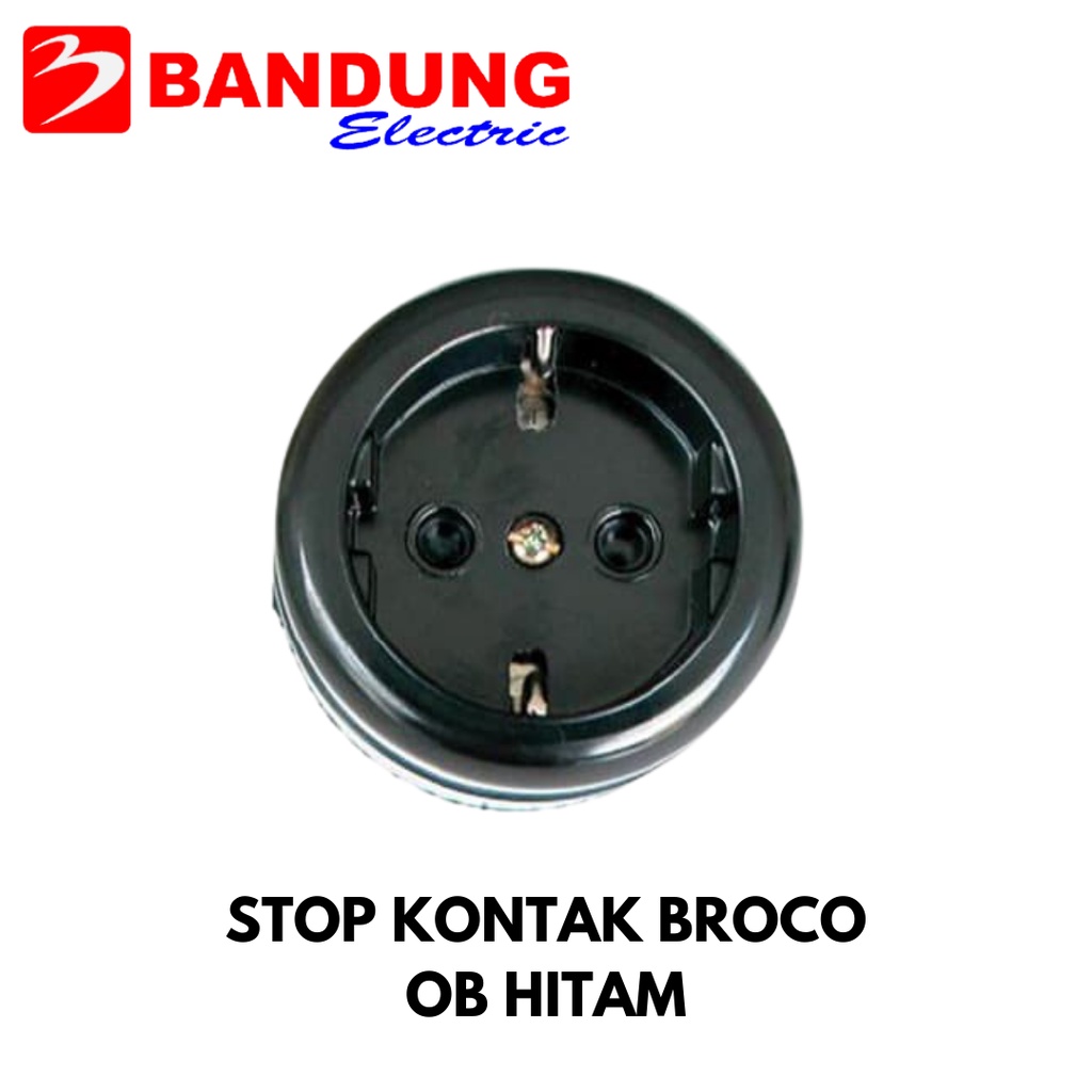 Stop kontak BROCO OB hitam Bulat