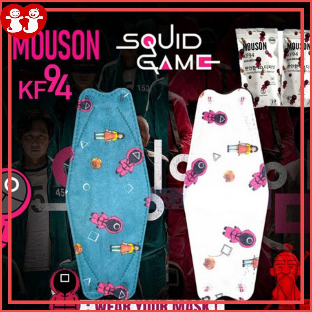 Masker KF94 Mouson Motif Squid Game 4ply Korea Medis