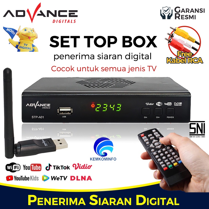 set top box advance stp a01 digital dvb t2 receiver tv full hd bisa wifi youtube untuk tv tabung bis