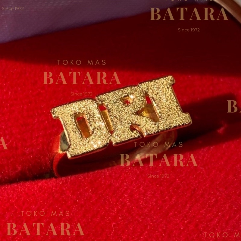 Cincin Inisial Huruf Emas Tua Asli Kadar 99% / Kadar 97% Custom Handmade