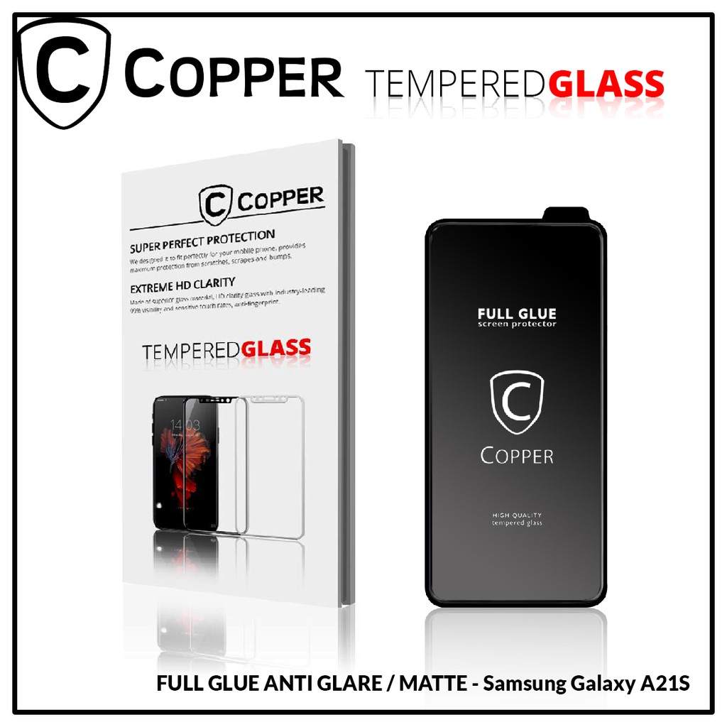 Samsung A21s - COPPER Tempered Glass Full Glue Anti Glare - Matte