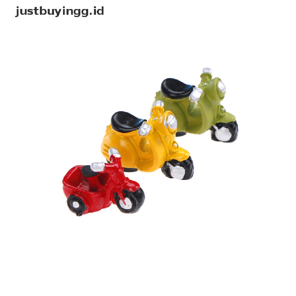 (Justbuyingg.Id) Miniatur Motor Roda Tiga Untuk Dekorasi Taman Mini / Rumah Boneka