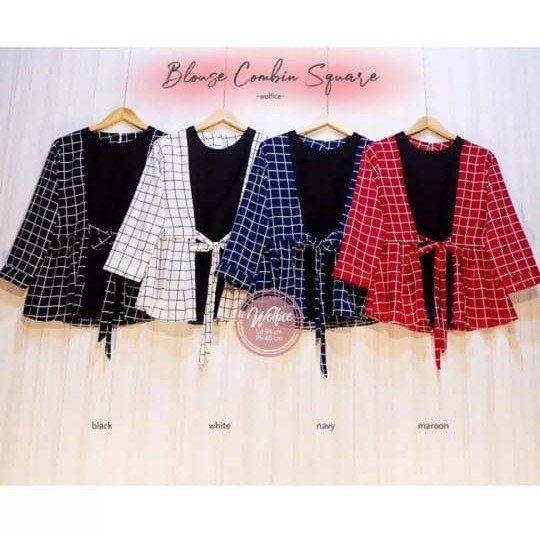 BLOUSE SQUARE / ATASAN BLOUSE COMBIN SQUARE / ATASAN KEKINIAN KOTAK-KOTAK