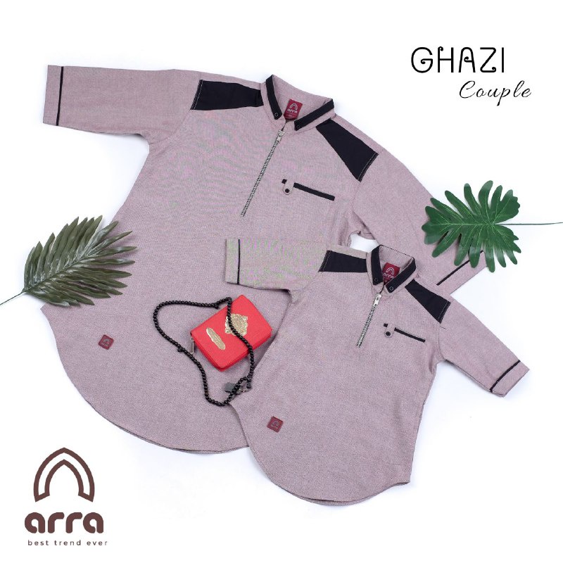 Arra Baju Koko Ghazi Kurta Pakistan Pria Couple Ayah dan Anak Laki-Laki Lengan Pendek 3/4 Baju Koko Muslim Pasangan Kekinian Koko Muslim Pria Dewasa Original Premium