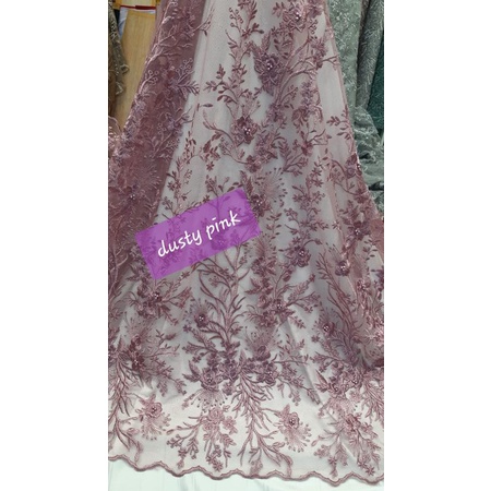 Kain Tile Bunga merambat Mutiara/ Harga Setengah Meter