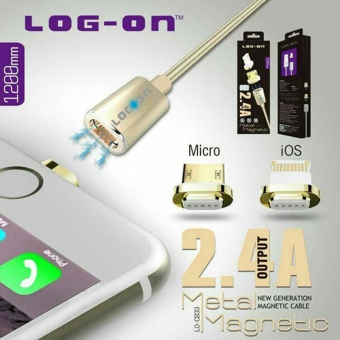Kabel Charger Sync Magnetic Lightning iPhone New Generation LOG-ON