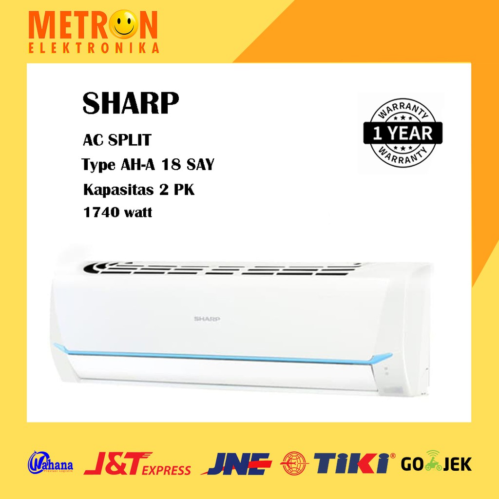 SHARP AH-A 18 SAY + R - 2 PK FREON R 32 JETSTREAM / AC AIR CONDITIONER SPLIT 2 PK / AHA18SAY