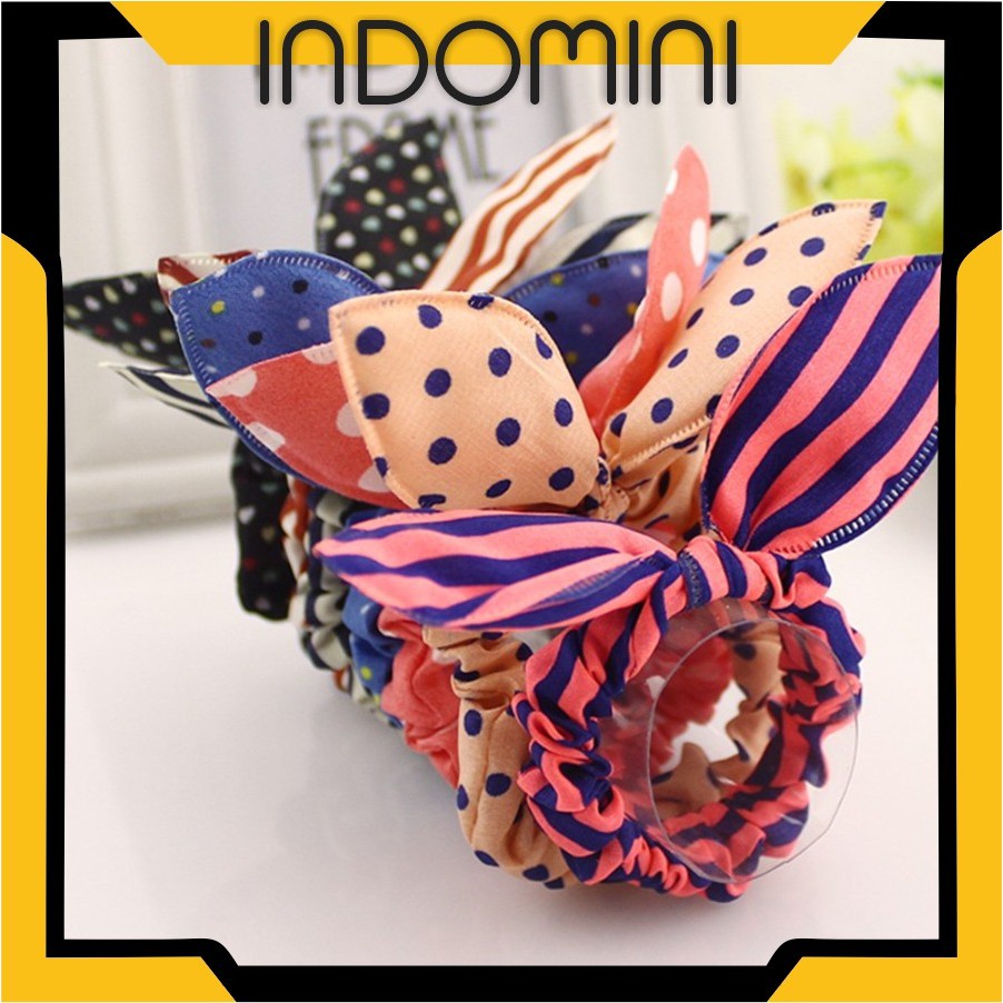 INDOMINI R255 (RANDOM) IKAT RAMBUT TELINGA KELINCI TEGAK KUNCIR RAMBUT IKAT RAMBUT PITA HAIR BAND