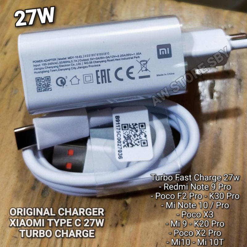 ADAPTOR CHARGER XIAOMI TYPE C 3A REDMI NOTE 9 PRO [TYPE-C 27W] Real 3A Premium Charger