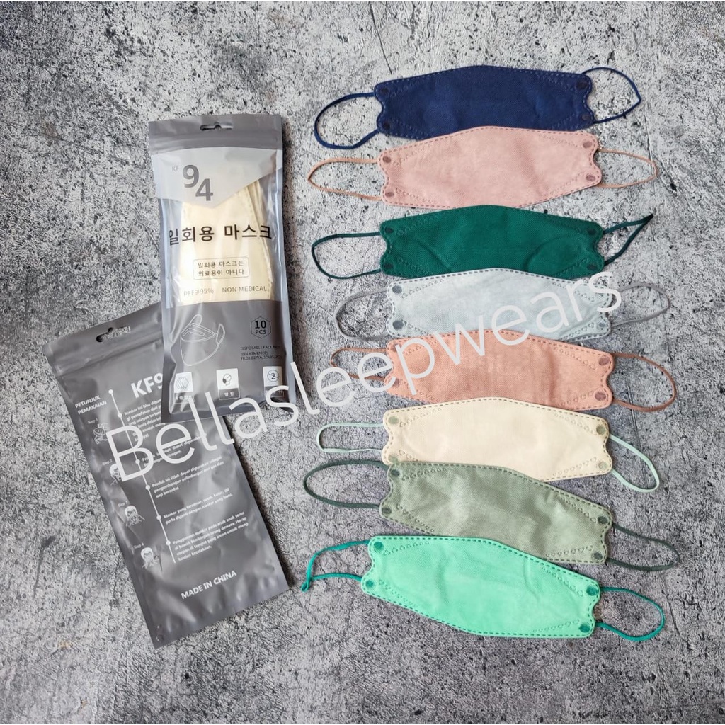 KF94 KOREA WARNA PACK ABU - MASKER KF94 KOREA 4PLY WARNA WARNI SENADA