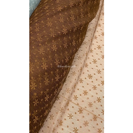 Kain Tile Salju Bintang Tille Dot TULLE SNOW FLAKES Kain Kebaya Brokat Tile-Cacao