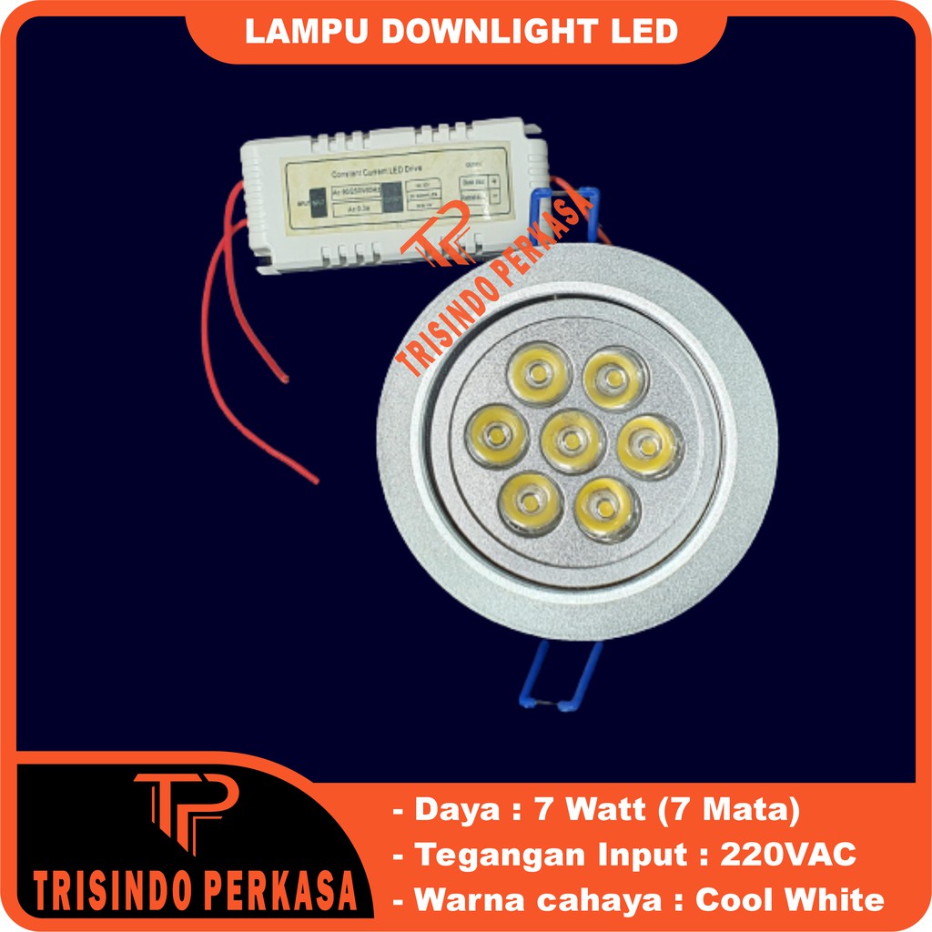 Lampu Downlight LED Spot sorot 7W 7 w watt mata 7watt PUTIH COOL WHITE