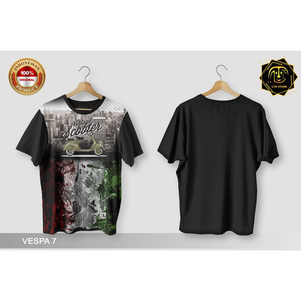 [ BAYAR DI TEMPAT ] BAJU PRINTING GAMBAR VESPA 7 - KAOS DISTRO ORIGINAL MOTIF MOTOR CALSSIC KLASIK V