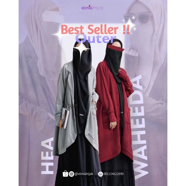 (READY STOCK) HEA Outer Blazer & WAHEEDA knit outer by Khumaira Syari | long outer | cardigan syar'i