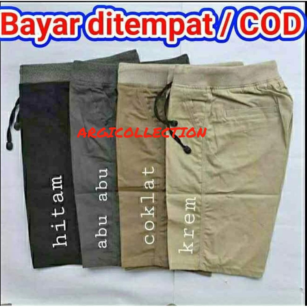 [BIG SIZE] CELANA CHINO PENDEK PRIA PINGGANG KARET / RIP KATUN TWILL PREMIUM SURFING SANTAI